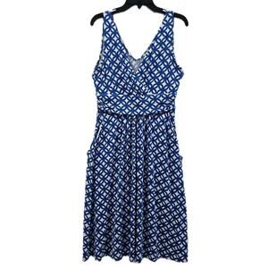 Boden Blue Floral Viscose Sleevess Mini Dress Vacation Summer Size 8
